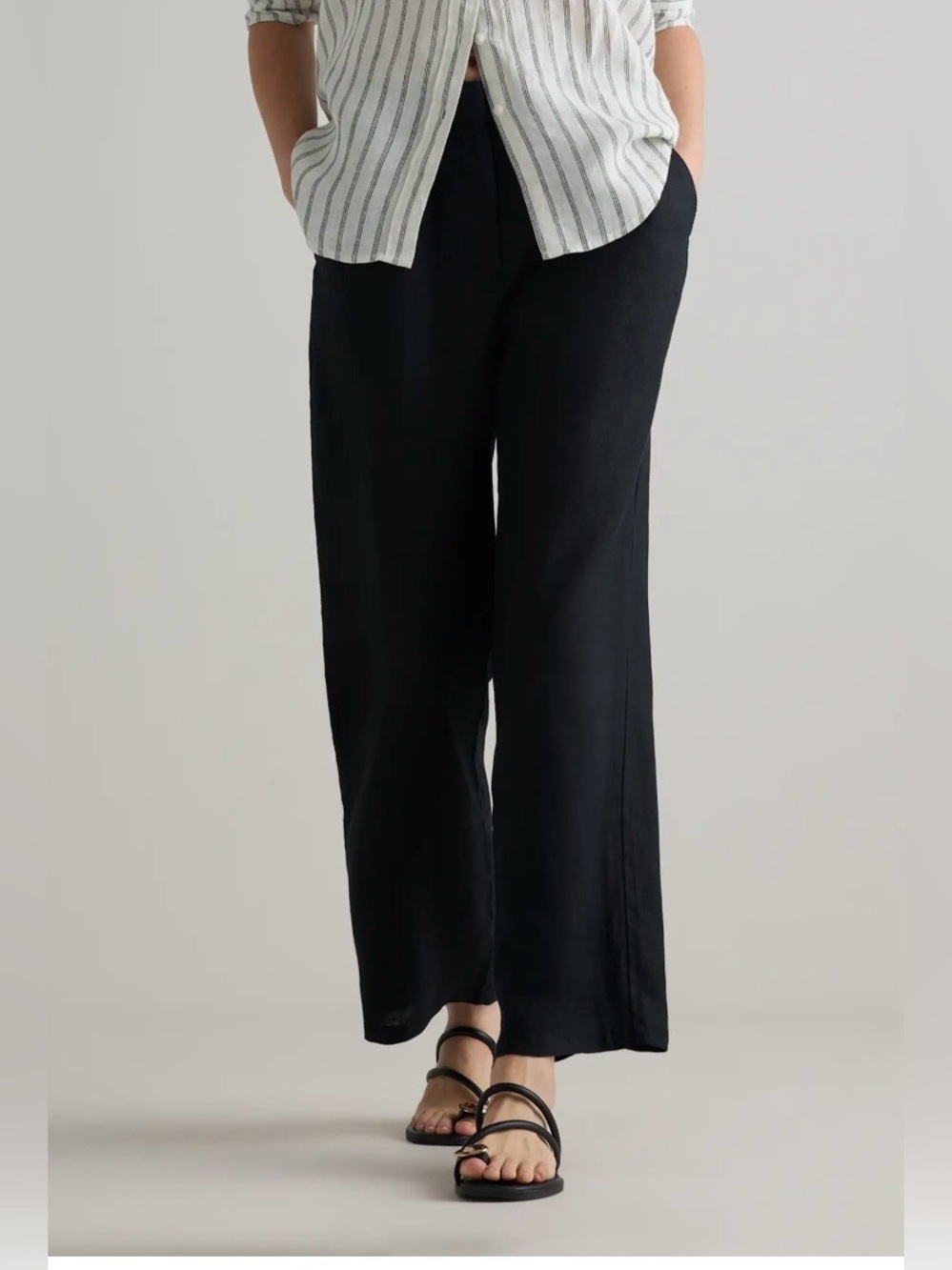 Quince 100% European Linen Pleated Trouser black size 10